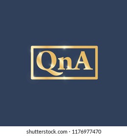 QnA Logo Design Template. Luxury Gold Letter Vector