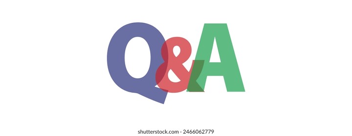 QNA Pregunta y respuesta - Diseño de texto superpuesto de color retro. Anuncio de tipografía de arco iris colorido