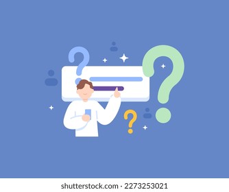 QnA or questions and answers. FAQs or frequently asked questions. customer or user help center. answer questions from fans or subscribers. illustration concept design. vector elements