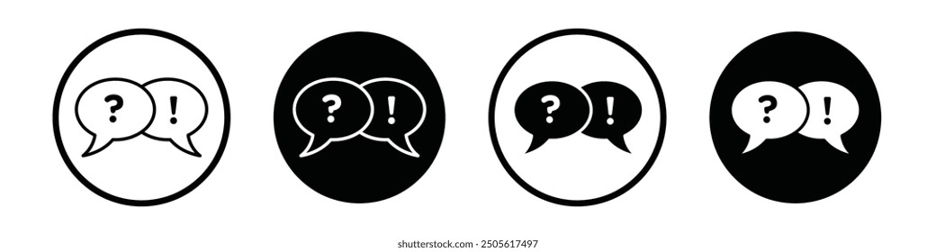 QNA vector icon set black filled and outlined style.