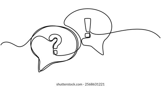 QNA vector icon set black filled and outlined style, continuous one line drawing, Help and Support Line Icon, Outline Vector Symbol Illustration, Question and Answer Chat Bubble Icon, Question colored