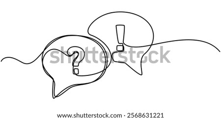 QNA vector icon set black filled and outlined style, continuous one line drawing, Help and Support Line Icon, Outline Vector Symbol Illustration, Question and Answer Chat Bubble Icon, Question colored