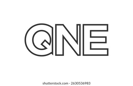 QNE logo design template with strong and modern bold text. Initial based vector logotype featuring simple and minimal typography. Trendy company identity ideal for businesses brand presence.