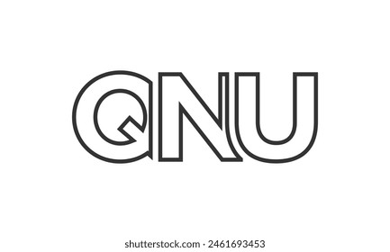 Plantilla de diseño de logotipo QNU con texto fuerte y moderno en negrita. Logotipo de Vector inicial basado en tipografía simple y mínima. Identidad de empresa de moda ideal para la presencia de marca de negocios.