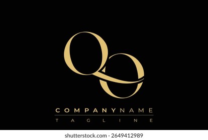 QO Abstract Creative Jewelry Logo. A stylish logo featuring golden monogram initials in an elegant and modern typography, perfect for branding