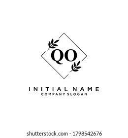 QO Beauty vector initial logo, handwriting logo of initial signature, wedding, fashion, jewerly, boutique, floral and botanical with creative template for any company or business.
