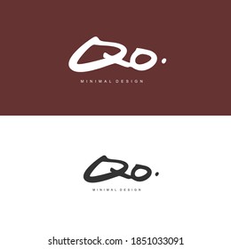 QO Escritura manuscrita inicial o logotipo manuscrito para la identidad. Logo con firma y estilo dibujado a mano.