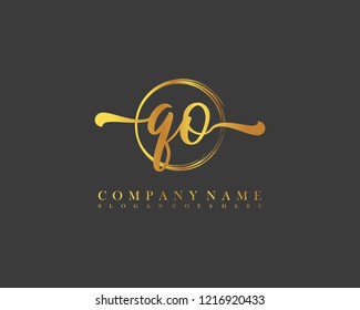 QO initial handwriting logo circle template vector