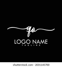 QO Initial Handwriting Logo Design Vector