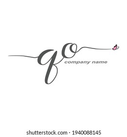 QO Initial Handwriting logo luxury vector beauty