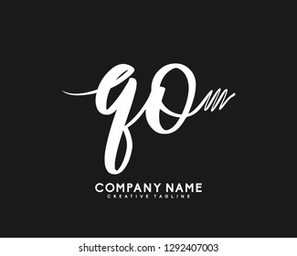 QO Initial Handwriting Logo Template Vector