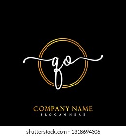 QO Initial Handwriting logo template vector