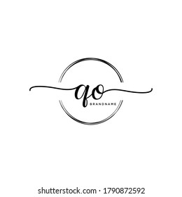 QO Initial handwriting logo vector