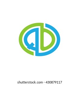 QO initial letters looping linked ellipse logo blue green