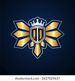 QO initial letters monogram logo for gaming with shield and eagle wing