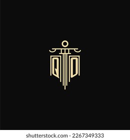 Monograma inicial de QO para abogados logo con ideas de diseño de pilares