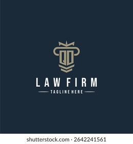 QO initial monogram logo law firm with pillar design