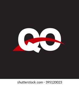 QO initial overlapping swoosh letter logo white red black background