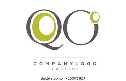 Diseño del logotipo del alfabeto de texto de letra monograma con iniciales QO