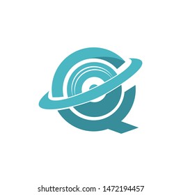 QO letter logo premium design with planet symbol