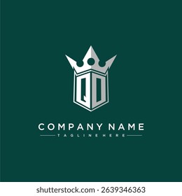 QO letter monogram initial logo for shield and crown design