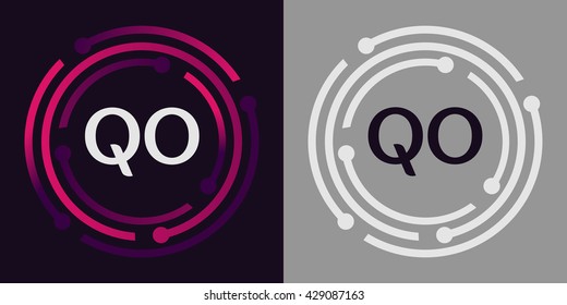 QO letters business logo icon design template elements in abstract background logo, design identity in circle, alphabet letter