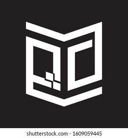 QO Logo Emblem Monogram With Shield Style Design Template Isolated On Black Background