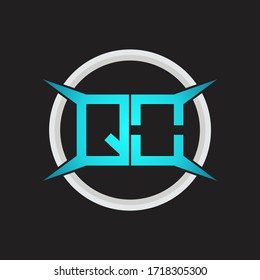 Monograma del logotipo QO con plantilla de diseño de forma circular y de cuatro ejes