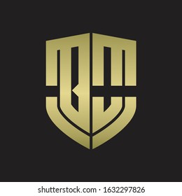 QO Logo monogram with emblem shield shape design isolated gold colors on black background