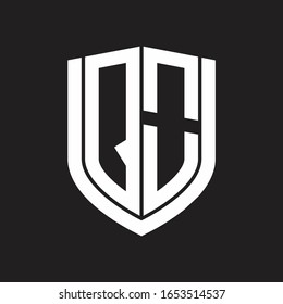 QO-Logo-Monogramm mit Emblem-Schild-Design einzeln auf schwarzem Hintergrund