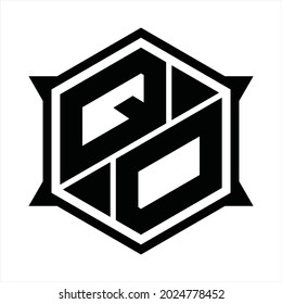 QO Logo monogram with hexagon and sharp shape design template