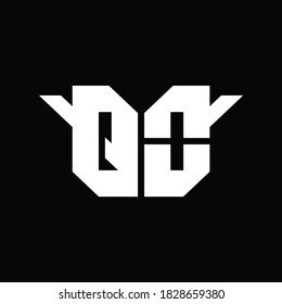 Monograma del logotipo QO con una sola ala plantilla de diseño sobre fondo negro