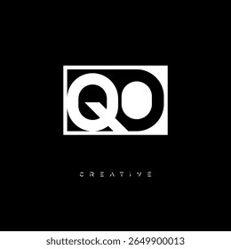 QO Negative Space Monogram – Minimalist Black and White Letter mark Logo for Creative Branding, Fashion Identity and Modern Design Concepts
