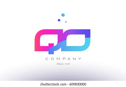 qo q o  creative pink purple blue modern dots creative alphabet gradient company letter logo design vector icon template