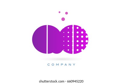 qo q o pink dots dotted letter logo alphabet creative company vector icon design template