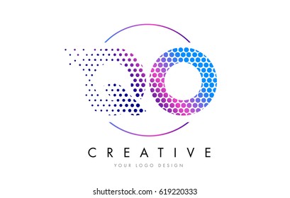 QO Q O Pink Magenta Dotted Bubble Letter Logo Design. Dots Lettering Vector Illustration