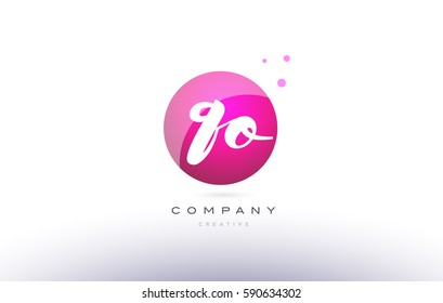 qo q o  sphere pink 3d alphabet company letter combination logo hand writting written design vector icon template 