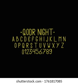 qodr Nachtschrift Handgezeichnet Einfache Vektorschriftart. Moderne neue Schriftart 