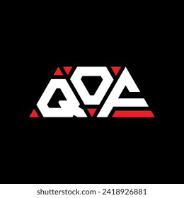 QOF triangle letter logo design with triangle shape. QOF triangle logo design monogram. QOF triangle vector logo template with red color. QOF triangular logo Simple, Elegant, and Luxurious design.