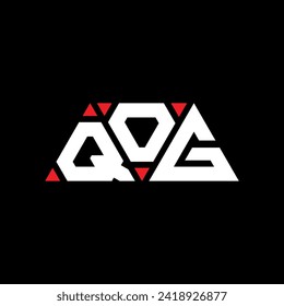 QOG triangle letter logo design with triangle shape. QOG triangle logo design monogram. QOG triangle vector logo template with red color. QOG triangular logo Simple, Elegant, and Luxurious design.