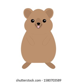 Qokka. Cute cartoon kawaii funny character. Smiling laughing animal of Australia. Flat design. Isolated. White background. Vector illustration