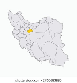 Qom Province Map Highlighted on Iran Administrative Map