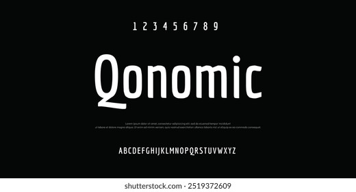 Qonomic Minimal modern alphabet fonts. Typography minimalist neon urban digital fashion future creative logo font. vector illustration