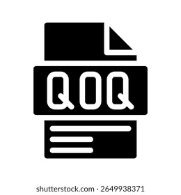 Qoq Glyph Icon. File Document icon abbreviation for Quarter to quarter data comparison
