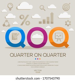 QOQ mean (quarter on quarter) ,letters and icons,Vector illustration.