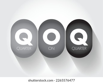QOQ Quarter On Quarter - measuring technique that calculates the change between one fiscal quarter and the previous fiscal quarter, acronym text concept background