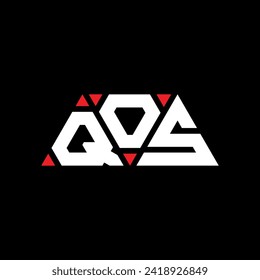 QOS triangle letter logo design with triangle shape. QOS triangle logo design monogram. QOS triangle vector logo template with red color. QOS triangular logo Simple, Elegant, and Luxurious design.