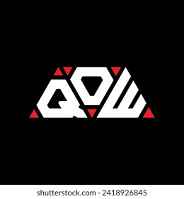 QOW triangle letter logo design with triangle shape. QOW triangle logo design monogram. QOW triangle vector logo template with red color. QOW triangular logo Simple, Elegant, and Luxurious design.