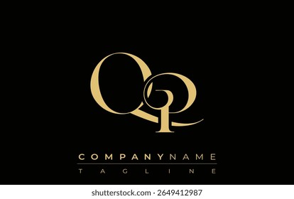QP Abstract Creative Jewelry Logo. A stylish logo featuring golden monogram initials in an elegant and modern typography, perfect for branding