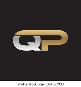 QP company linked letter logo golden silver black background